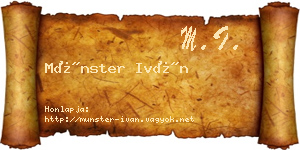 Münster Iván névjegykártya